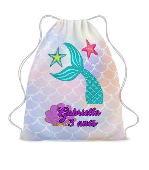 Kit com 20 Lembrancinha Mochilinha Saco Sereia