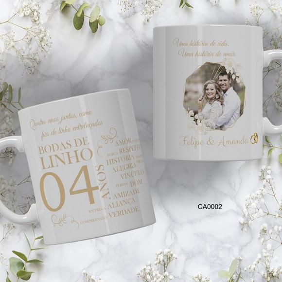 Kit com 5 Canecas Bodas Personalizada Escolha Sua Estampa