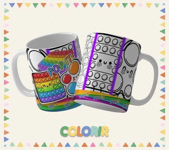 Kit com 5 Canecas Dia das Crianças Desenho Infantil Colori