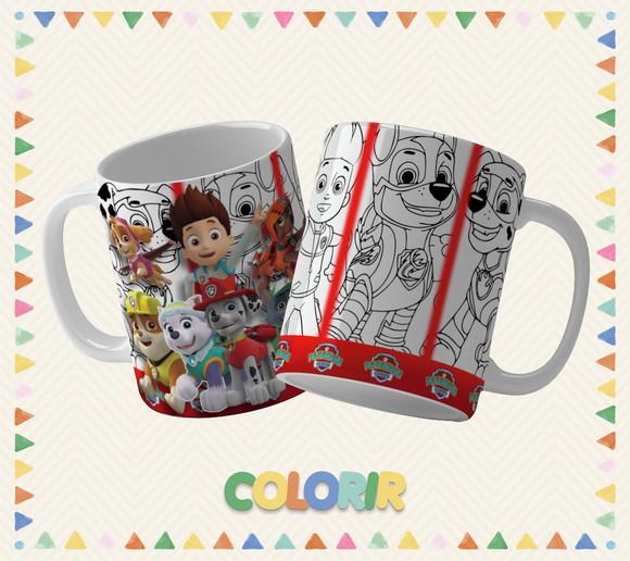Kit com 5 Canecas Dia das Crianças Desenho Infantil Colori