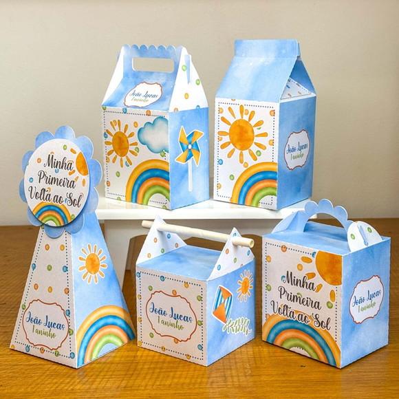 Kit Festa 50 Caixa Aniversário Volta ao Sol Personalizada
