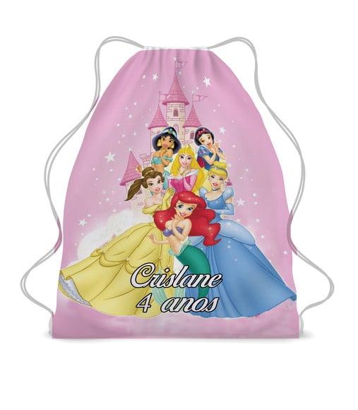 Lembrancinha Mochilinha Saco Princesas Disney Kit com 20