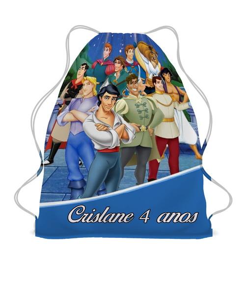 Lembrancinha Mochilinha Saco Princesas Disney Kit com 40