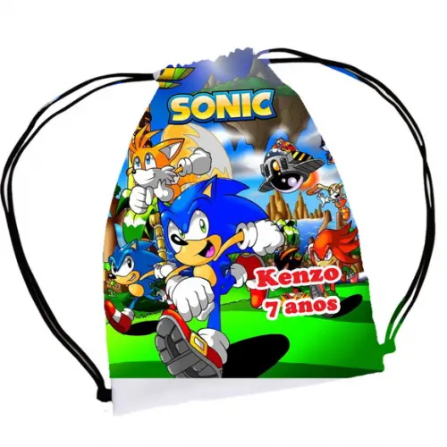 20 Lembrancinha Sacochila Mochila Sonic Game - Aniversário