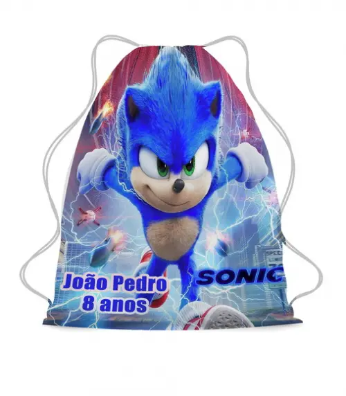 20 Mochilinha Sacochila Mochila Sonic - Aniversário Sonic