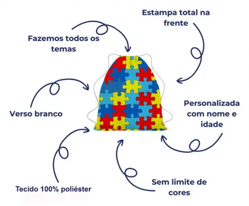 35 Lembrancinha Mochila Personalizada Autismo-autista