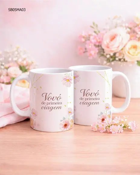 Caneca de Porcelana Dia das Mães Presente Delicado