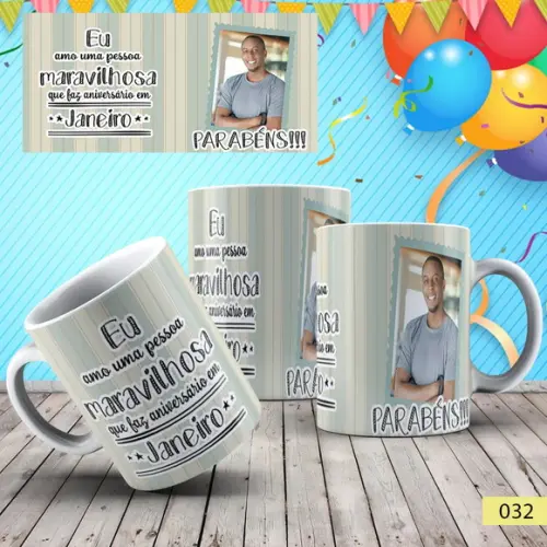 Canecas de Porcelana Aniversário Personalizada