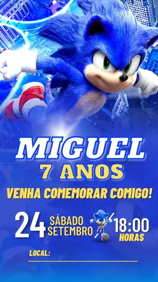 Convite Personalizado Sonic - Aniversário Sonic