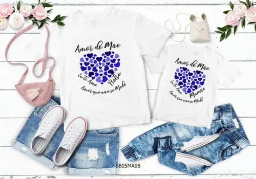 Kit 2 Camisetas Dia das Mães Personalizada - Amor