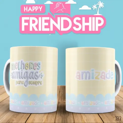 Kit 2 Canecas de Porcelana Amizadl Personalizada