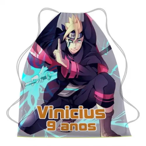 20 Mochila Saco Personalizada Boruto - Anivesário