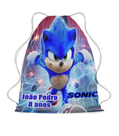 20 Mochilinha Sacochila Mochila Sonic - Aniversário Sonic