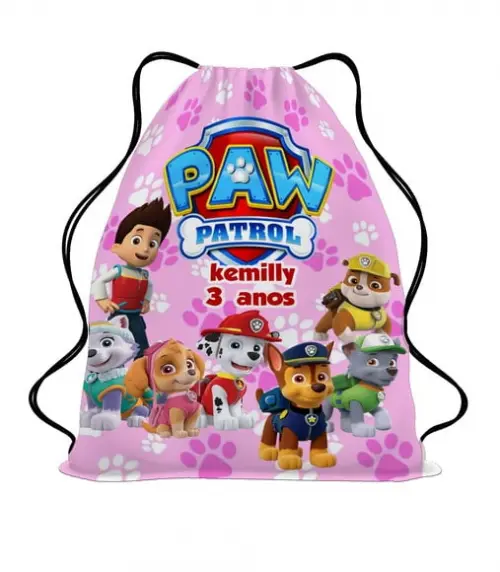 35 Lembrancinha Sacochila Mochila Patrulha Canina Menina