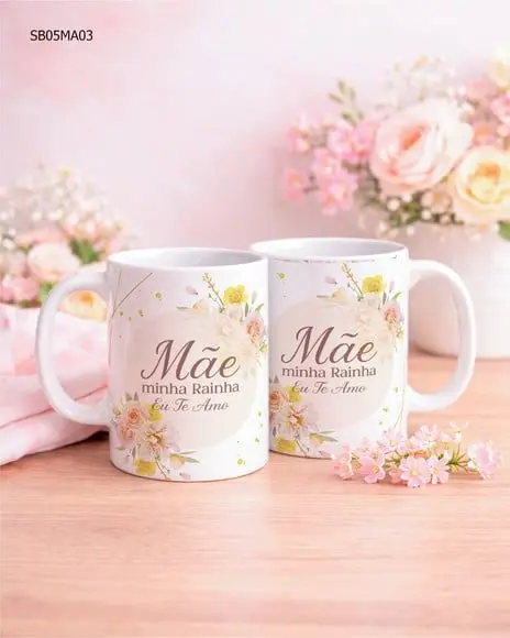 Caneca de Porcelana Dia das Mães Presente Delicado