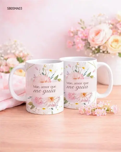 Caneca de Porcelana Dia das Mães Presente Delicado