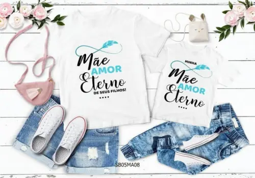 Kit 2 Camisetas Dia das Mães - Pacotinho de Amor