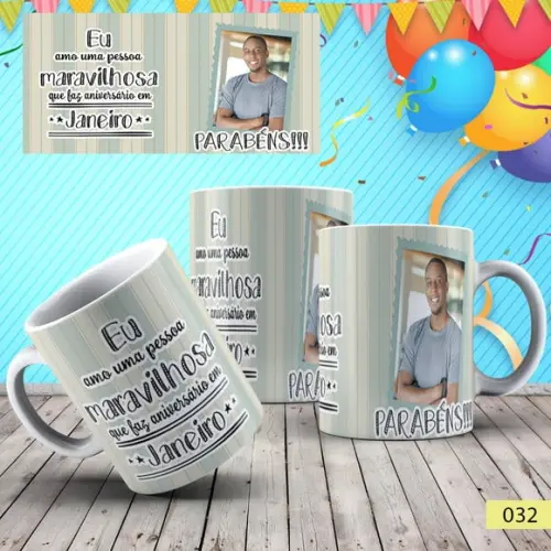 Kit 2 Canecas de Porcelana Aniversário Personalizada