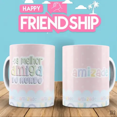 Kit 2 Canecas de Porcelana Amizadl Personalizada