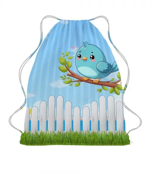 35 Bolsinha Sacochila Mochila Jardim Encantado Azul e Rosa