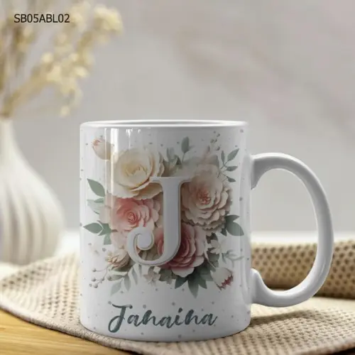 Caneca de Porcelana Alfabeto Personalizada- Todas as Letras