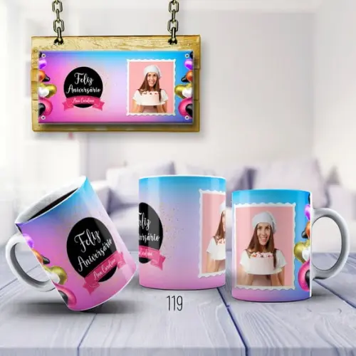 Caneca de Porcelana Anivesário Personalizada
