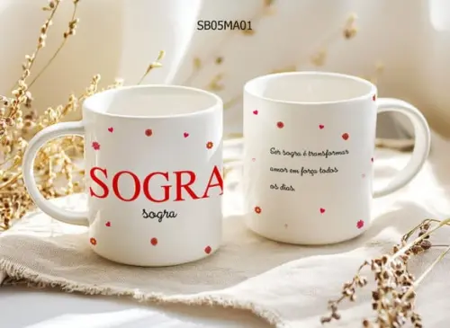 Caneca de Porcelana Dia das Mãe - Presente Criativo
