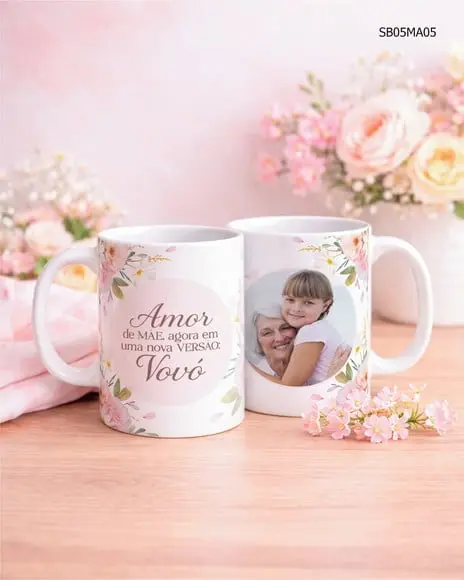 Caneca de Porcelana Dia das Mãe - Presente Critivo