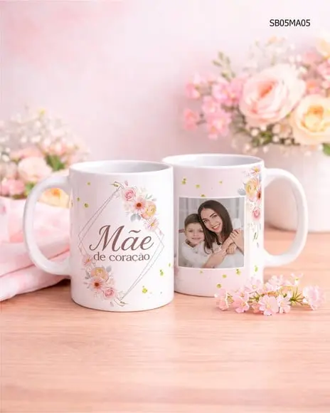 Caneca de Porcelana Dia das Mãe - Presente Critivo
