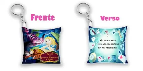 Lembrancinha Chaveiro Almofada Alice no Pais das Maravilhas