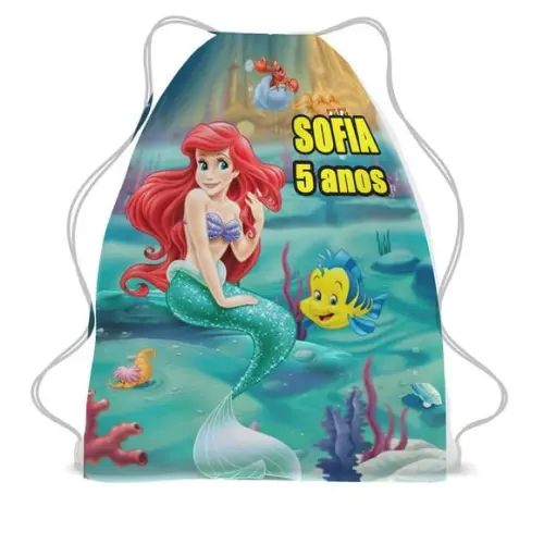 20 Lembrancinha Mochila Personalizada Ariel-aniversário