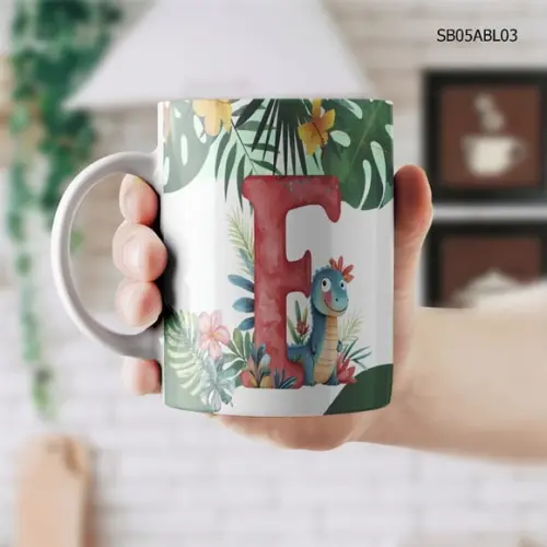Caneca de Porcelana Alfabeto Personalizada - Todas as Letras