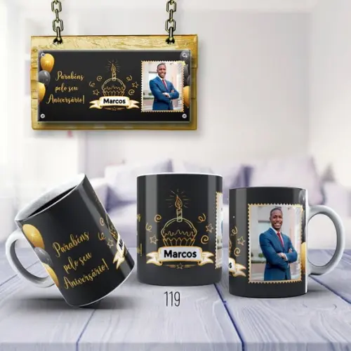 Caneca de Porcelana Anivesário Personalizada