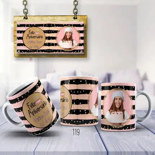 Caneca de Porcelana Anivesário Personalizada