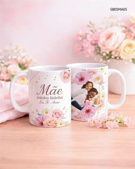 Caneca de Porcelana Dia das Mãe - Presente Critivo