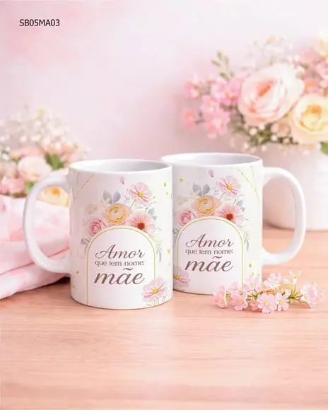 Caneca de Porcelana Dia das Mães Presente Delicado