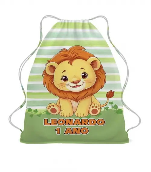 20 Bolsinha Sacochila Mochila Leãozinho Personalizada