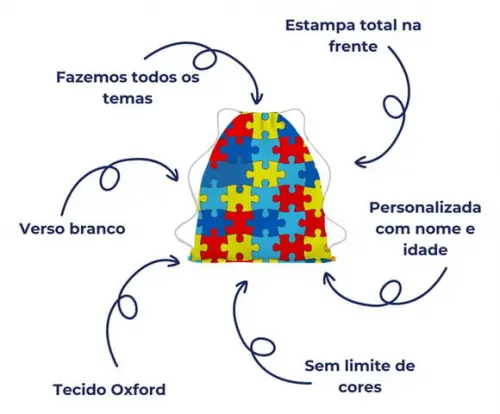20 Lembrancinha Mochila Personalizada Autismo-autista