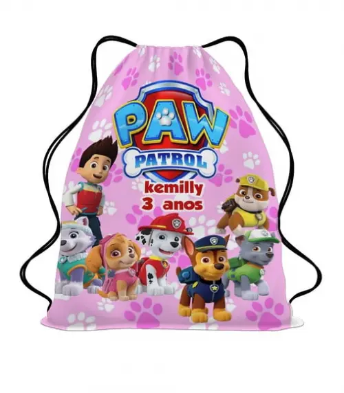 20 Lembrancinha Sacochila Mochila Patrulha Canina Menina