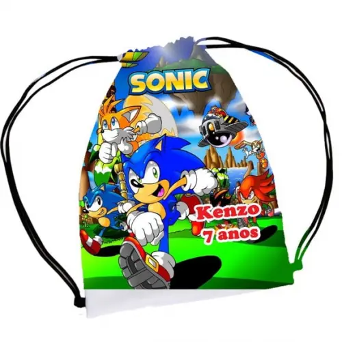 20 Lembrancinha Sacochila Mochila Sonic Game - Aniversário