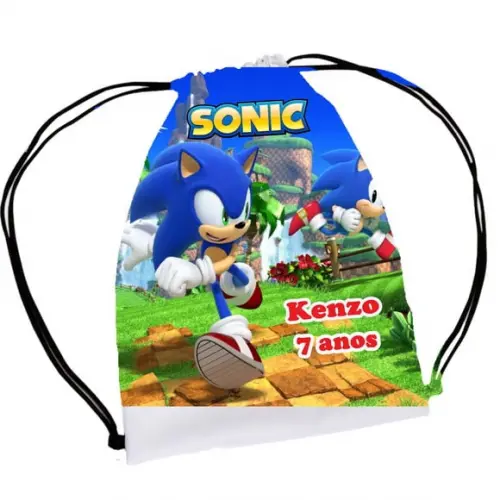 20 Lembrancinha Sacochila Mochila Sonic Game - Aniversário