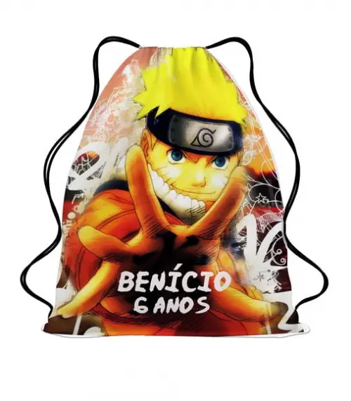 20 Mochila Sacochila Lembrancinha Personalizada Naruto