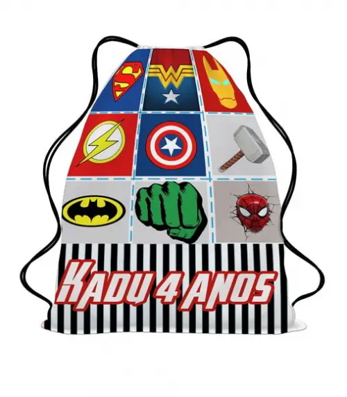 20 Mochila Sacochila Mochilinha Infantil Super Heróis