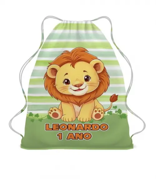 25 Bolsinha Sacochila Mochila Leãozinho Personalizada