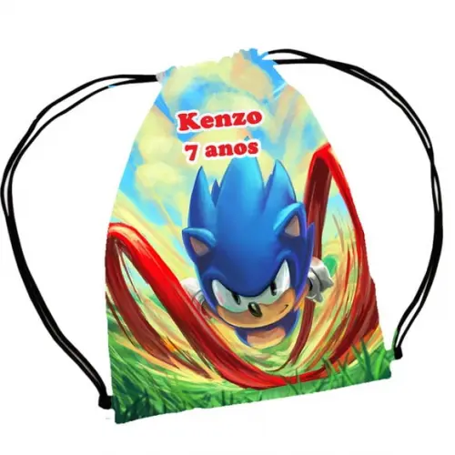 25 Lembrancinha Sacochila Mochila Sonic - Aniversário