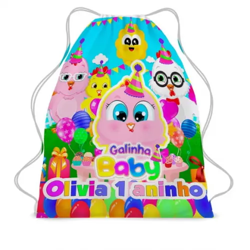 30 Bolsinha Sacochila Mochilinha Galnha Baby-aniversário