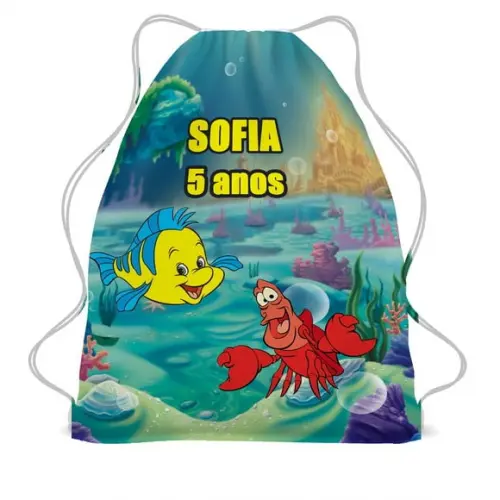 30 Lembrancinha Mochila Personalizada Ariel-aniversário