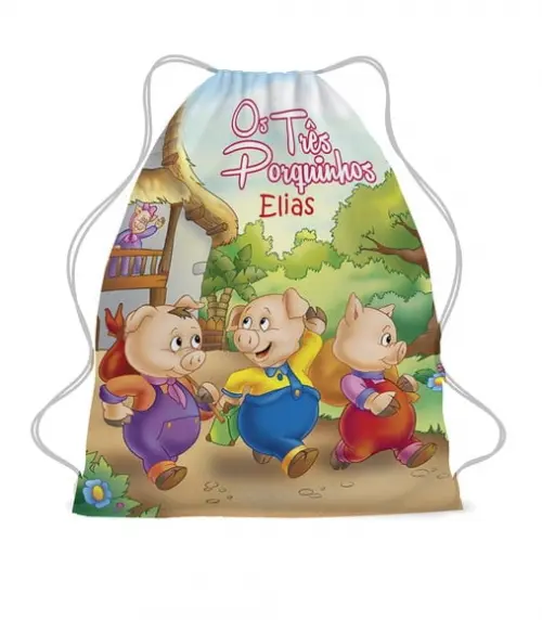 30 Mochila Saco Personalizada 3 Porquinhos Envio Rapido