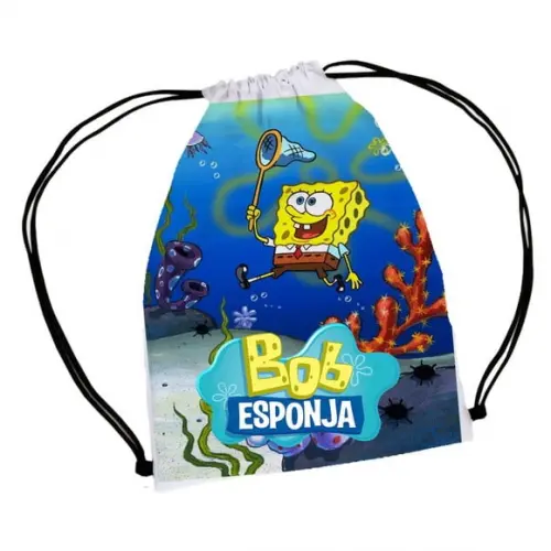 30 Mochila Saco Personalizada Bob Esponja - Anivesário