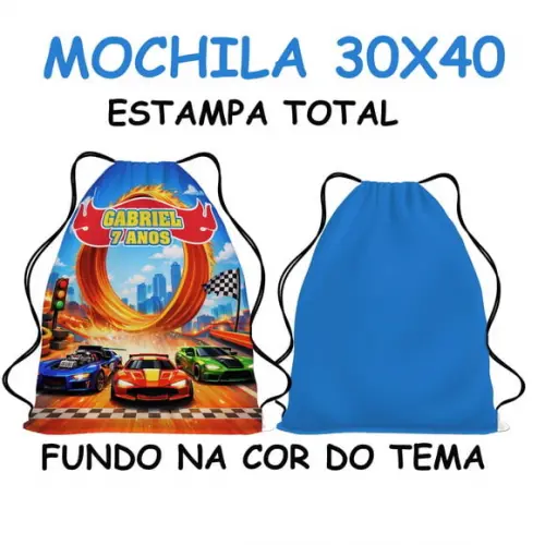 30 Sacochila Mochilinha Hot Wheels Tamanho 30x40